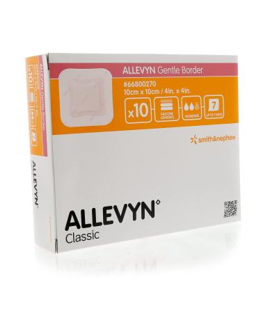 ALLEVYN Gentle Border 10cm x 10cm x10 Adhesive Foam Dressing 66800270 10 Count (Pack of 1)