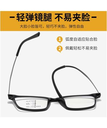 Retro Square Frame TR90 Progressive Multifocus Reading Glasses for Seniors - Anti-Blue Light | Black Blue Frame - Multi Focus +3.00 - Buy Online on GoSupps.com