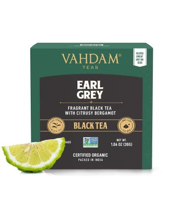 Vahdam Teas Black Tea Earl Grey with Citrusy Bergamot 15 Tea Bags 1.06 oz (30 g)