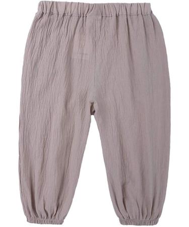 AYIYO Baby Linen Pants 2Pcs Set, Elastic Waist Harem Bloomers, 9-12 Months, Blue+Khaki - Buy Online on GoSupps.com