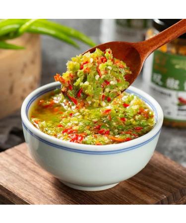 Sichuan specialty spicy Chili sauce and paste 230g/can green&red pepper chopped chili sauce delicious noodle sauce Chinese food instant spicy snacks (Double Pepper Sauce 1can) Double Pepper Sauce 1can - Buy Online on GoSupps.com