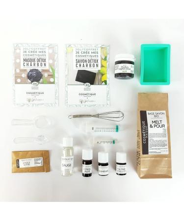 Activated charcoal detox care box / kit - Mask and solid soap - Homemade cosmetics - Joli'essence - Buy Online on GoSupps.com