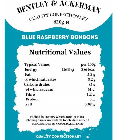Blue Raspberry Bonbons - (605g) Original Tangy Blue Raspberry Bonbons in a Jar By Bentley & Ackerman's Sweet Shop - Vegetarian - Buy Online on GoSupps.com