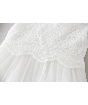 Leideur Baby Long Christening Gown White | Baptism Dress for Girls 9-12 Months - Buy Online on GoSupps.com
