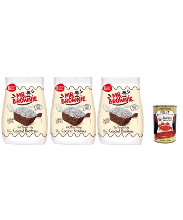 Italian Gourmet E.R. Mr. Brownie Chocolate Brownies with Coconut Flakes 200g + Gourmet Italian Polpa 400g (Pack of 3)