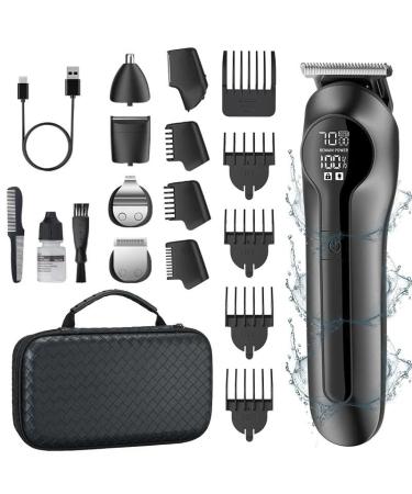 Professional Hair Clippers for Men 6 in 1 Multifunctional Hair Clipper with Digital Display High Power Electric Shaver Nose Hair Trimmer Grooming Kit