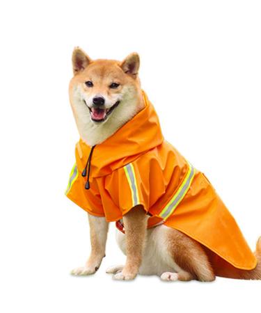 Hundring coat of adjustable light dog mackintosh hundred coat waterproof with hood and reflective stripes for small medium and large dogs for walks outdoors (orange l) l orange