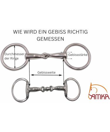 AMKA Snaffle Bit Double Broken Stainless Steel - 18mm Thick 65mm Rings Up to 17.5cm - Durable Equestrian Equipment - Buy Online on GoSupps.com
