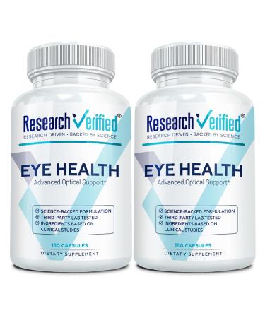 Research Verified Eye Health - Nourish and Protect Eyes and Vision, Support Healthy Retina, Improve Blood Supply to Eyes - Vitamins A, B, C, and E - 360 Capsules - 6 Month Supply - Made in The USA 180 Count (Pack of 2)
