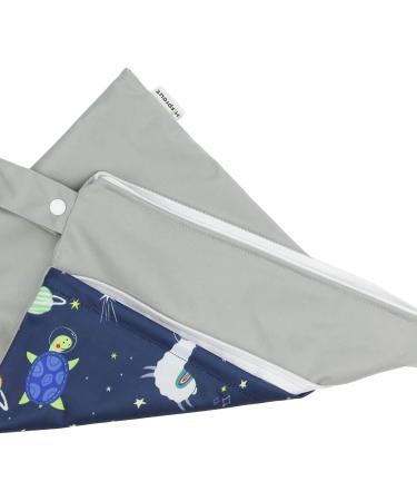 Hi Sprout Grab and Go Wet Dry Cloth Diaper Bag - Waterproof Washable Reusable Organizer (Space Adventure) - Buy Online on GoSupps.com