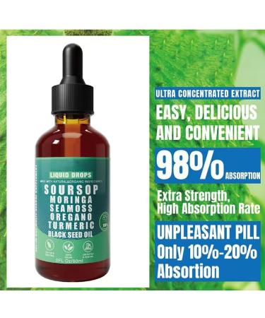 Soursop Bitters Liquid Drops 10In1 With Sea Moss Moringa Turmeric Black Cumin Oil Ashwagandha Vegan 59 ml 1 pcs - Buy Online on GoSupps.com