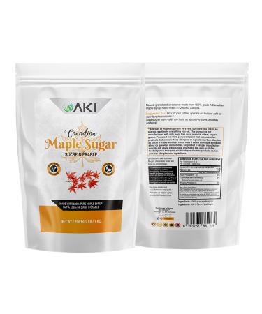 AKI Canadian Maple Sugar Granulated 2 lbs - Grade A Maple Syrup | Rich in Vitamins & Antioxidants | GMO-Free & Vegan - Ideal Tea & Coffee Sweetener - Buy Online on GoSupps.com