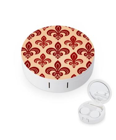 Fleur De Lis Contact Lens Case with Mirror Portable Cute Eye Contact Lens Box Travel Kit style