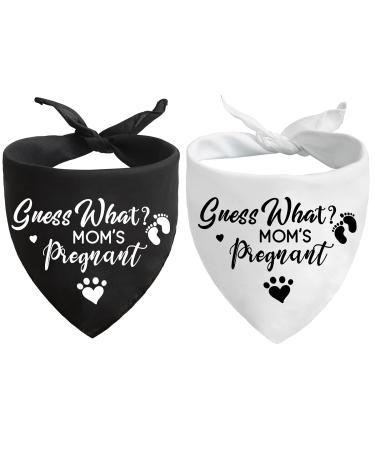 Guess What My Mom is Pregnant, Pregnancy Announcement Dog Bandana, Gender Reveal Photo Prop Pet Scarf Decorations Accessories, Pet Accessories for Dog Lovers, Pack of 2