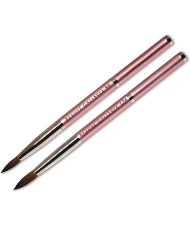 Beaute Galleria 2 Pieces Kolinsky Sable Round Acrylic Nail Art Brush Set  Manicure Detail Painting Nail Art Pen (Size 8  12)