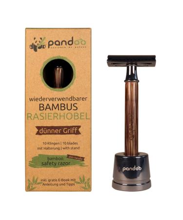 Pandoo razor plane with holder and bamboo handle |Zero-Watste razor |Safety rasier plane |Safety wet razor |Men and women |Closed comb - plastic -free including eBook & 10 sound thin handle - Buy Online on GoSupps.com