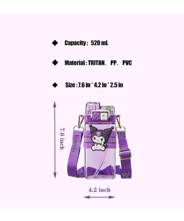 Sewing Concepts Kawaii Dual Nozzle Straw Water Bottle | Portable Purple 17.5 OZ Perfect for Sport, Travel, Work | 520ML - Buy Online on GoSupps.com