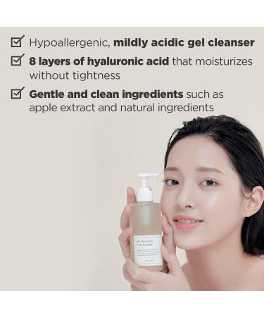 HYGGEE pH Hyaluron Gel Cleanser - Hyaluronic Acid Hydrating Face Wash - pH Balancing Formula for All Skin Types - Hypoallergenic Mild Makeup Cleansing Gel (6.76 fl.oz.) 1 Count (Pack of 1) - Buy Online on GoSupps.com