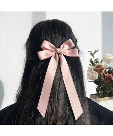 JSGHGDF Bowknot Hair Clip Heart Long Ribbon Bowknot Shape Hair Clip for Girl Spring Styling Tiaras Pink - Buy Online on GoSupps.com