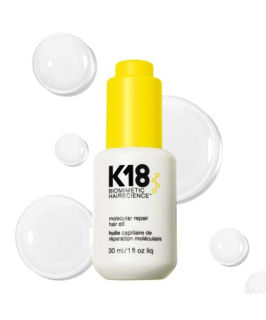 K18 Molecular Repair Hair Oil - Weightless Oil Strengthens, Repairs Damage, Reduces Frizz, Improves Shine For All Hair Types - 30 ml