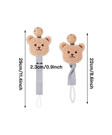 Soft Cotton Pacifier Chain with Clip | Bear Brown Pacifier Holder for Boys and Girls | Fits Baby Teethers and Toys | Perfect Gift Idea - Buy Online on GoSupps.com