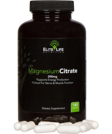 High-Potency Magnesium Citrate 200mg - Natural Stress Relief, Sleep Aid, Constipation Relief - 180 Capsules - Buy Online on GoSupps.com