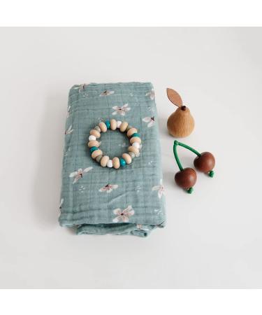 Cam Cam Copenhagen Movable Wooden Teething Ring - Baby Teether Toy in Blue - Safe & Natural Teething Relief for Infants - Buy Online on GoSupps.com