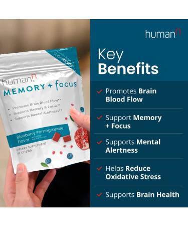 HumanN SuperBeets Memory + Focus Chews - Brain Health Nootropic with Resveratrol & Beet Root, Blueberry Pomegranate, 30 Soft Chews - Buy Online on GoSupps.com