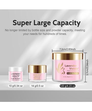 Lavender Violets 120g Pink Acrylic Powder - 4oz Large Dipping Powder Nail Kit 2in1 3D French Nail Art Starter Manicure Strengthen Nail Powder for Acrylic Nail Extension Carving Nails L003 - Buy Online on GoSupps.com