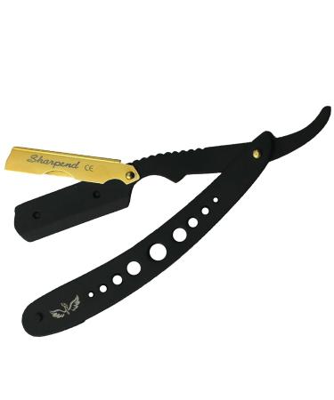 Sharpened Cut Throat Shaving Razor Kit - Matte Black Gold Straight Edge Safety Razor for Men | Professional Barber Set | Premium Stainless Steel Shaver with Blades - International Shipping Available - Buy Online on GoSupps.com