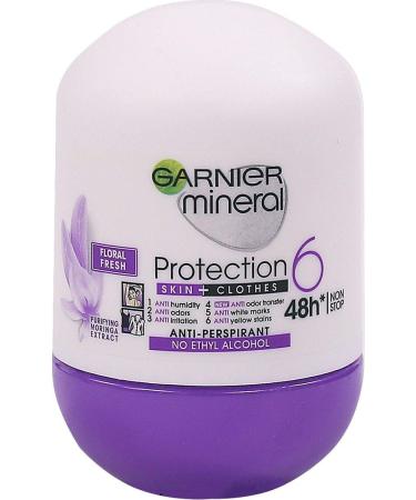 Garnier Mineral Roll On Antiperspirant Deodorant 48 Hours Protection Floral Fresh - 50 mL/1.69 fl oz - Buy Online on GoSupps.com