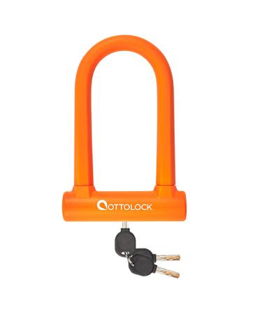 OTTOLOCK Sidekick Compact U-Lock | Lightweight Silicone-Coated Bike Lock (Orange)