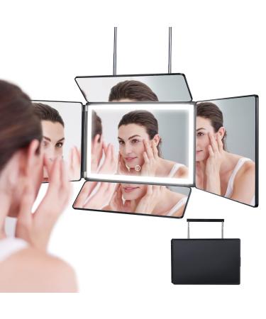 5 Way Mirror for Self Hair Cutting 360 Mirror for Braiding 5 Sided Barber Mirrors with Light Makeup Mirror with Adjustable Telescoping Hooks DIY Haircut Tool are Good Gifts for Men Women Single Pack