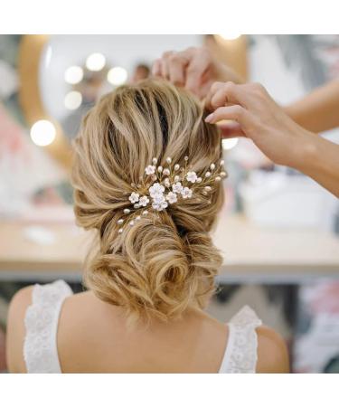 ISLHJDD Bridal Wedding Vine Hair Combs Gold Bridal Hair Barrettes Pins Crystal Pearl Hair Comb Wedding Hair Accessory Decorative Wedding Hair Comb Hair Accessories for Brides Girls - Buy Online on GoSupps.com