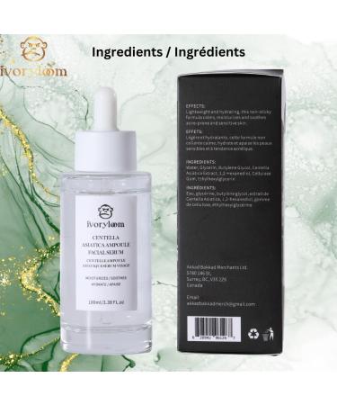 IvoryLoom Centella Asiatica Ampoule Facial Serum - 100 ML | Lightweight Hydration for Sensitive Skin | Soothing & Non-Sticky Essence - Buy Online on GoSupps.com
