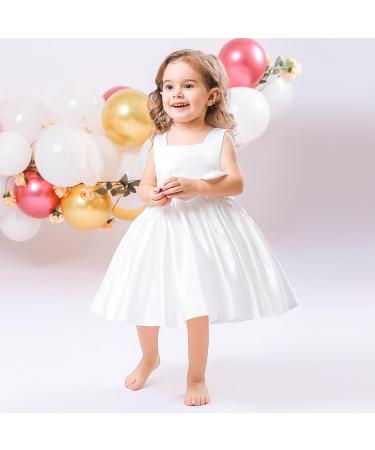 Princess Sleeveless Toddler Flower Girl Dress | Baby Clothes for Wedding Pageant | 12-18 Months, White - Buy Online on GoSupps.com