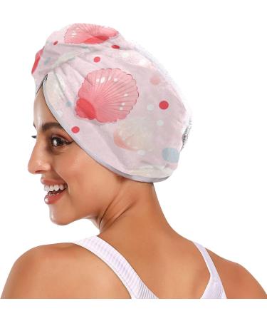 Pink Scallop Hair Towel 2 Pack - Super Absorbent Quick Dry Hair Turbans for Women & Girls - Buy Online on GoSupps.com