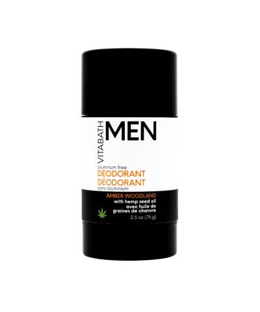 Vitabath Men's Amber Woodland Deodorant | Aluminum-Free All-Day Freshness & Moisturizing Hemp Oil | Cruelty-Free 2.5 oz - Buy Online on GoSupps.com
