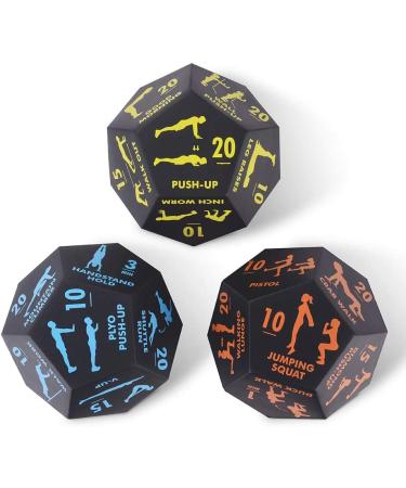 Exercise Dice for Home Fitness Workouts - 12-Sided Cardio Movement Dice Set with Illustration Booklet (3pcs) - Buy Online on GoSupps.com