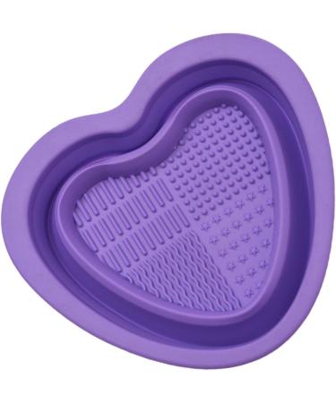 Geteawily Foldable Makeup Brush Cleaning Bowl | Heart Shape Silicone Cosmetic Brush Cleaner Portable Washing Tool for Brushes Sponges Makeup Cleaning Tools for Makeup Lovers Purple - Buy Online on GoSupps.com