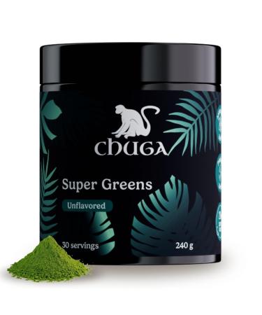 Chuga's Super Greens Powder Organic Superfood Blend with Greens Fruits & Probiotics Boosts Energy Detox and Digestion Vegan Non-GMO Gluten-Free Keto Friendly - 30 Servings