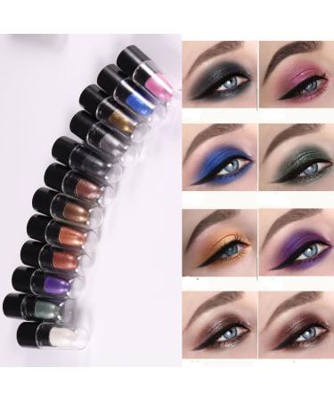 AMY'S DIARY 12 Colors Glitter Eyeshadow Stick Pen Makeup Set Smoky Eye Shadow Pencil Crayon DNM Waterproof Gold Gray Silver White Blue Brown Green Cream Eye Glitter Eyeshadow Stick Set 1#