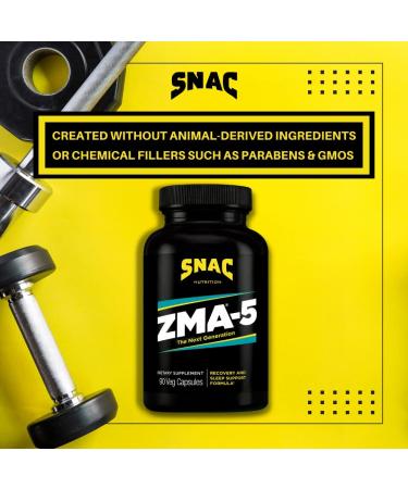 SNAC ZMA-5 Sleep Aid Supplement: Muscle Recovery, Growth, Immune Support | Zinc, Magnesium, 5-HTP | 90 Veggie Capsules - Buy Online on GoSupps.com