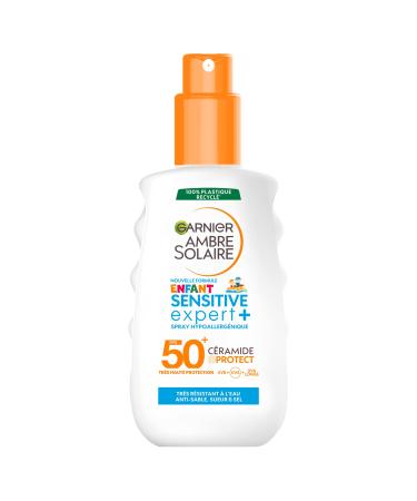 Garnier Ambre Solaire Sensitive Expert+ Sun Spray Hypoallergenic for Children Very High Protection SPF 50+ Non-Greasy & Non-Sticky Waterproof 150ml