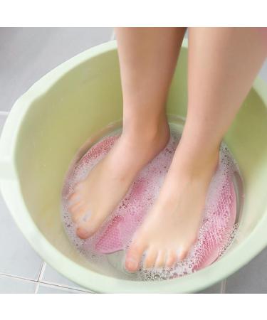 Elge Shower Foot Massager with Suction Cups | Wall-Mounted Back Scrubber | Durable Free-Handed Foot Scrubber Mat | Pink 30 x 25.5 cm - Shop Internationally! - Buy Online on GoSupps.com