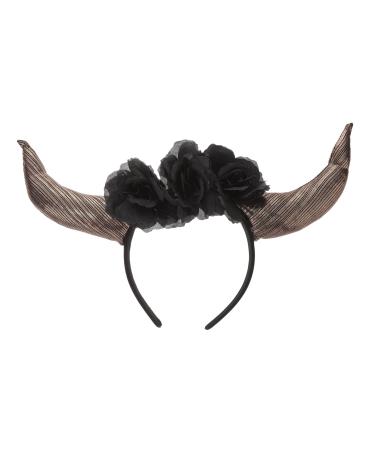 MAGICLULU Day of The Dead Headband Butterfly Lamp Shade Body Wash Mittens Skull Headpiece Girls Headband Black Horns Horn Headband with Flowers Cosplay Horns Cloth Halloween 33X20X5CM Black