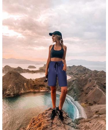 Women's Quick Dry Hiking Shorts - Lightweight 7'' Cargo Shorts for Golf, Walking, and Travel - Large Navy Blue - Buy Online on GoSupps.com