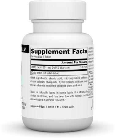 Source Naturals DMAE - Dimethylaminoethanol Bitartrate for Enhanced Mental Concentration - 50 Tablets | International Shipping Available - Buy Online on GoSupps.com