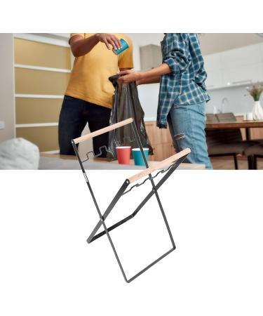 Foldable Trash Bag Holder Flat Appearance Garbage Bag Holder Stand Corrosion Resistance Light Weight for Outdoor Use Black - Buy Online on GoSupps.com