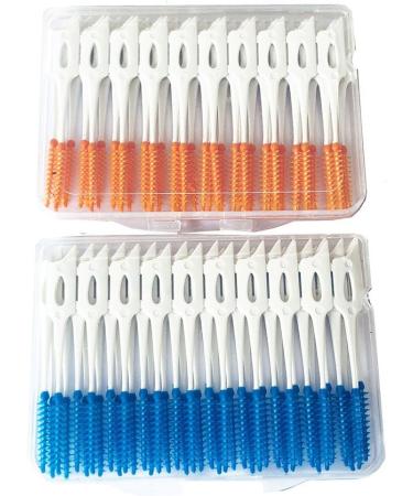 SUPVOX 80pcs Interdental Brush & Dental Floss Set - Gums Toothpick Tool for Effective Teeth Cleaning (Blue & Orange) - Buy Online on GoSupps.com